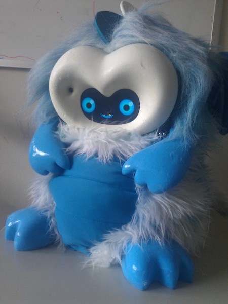 fluffy blue dragonbot robot
